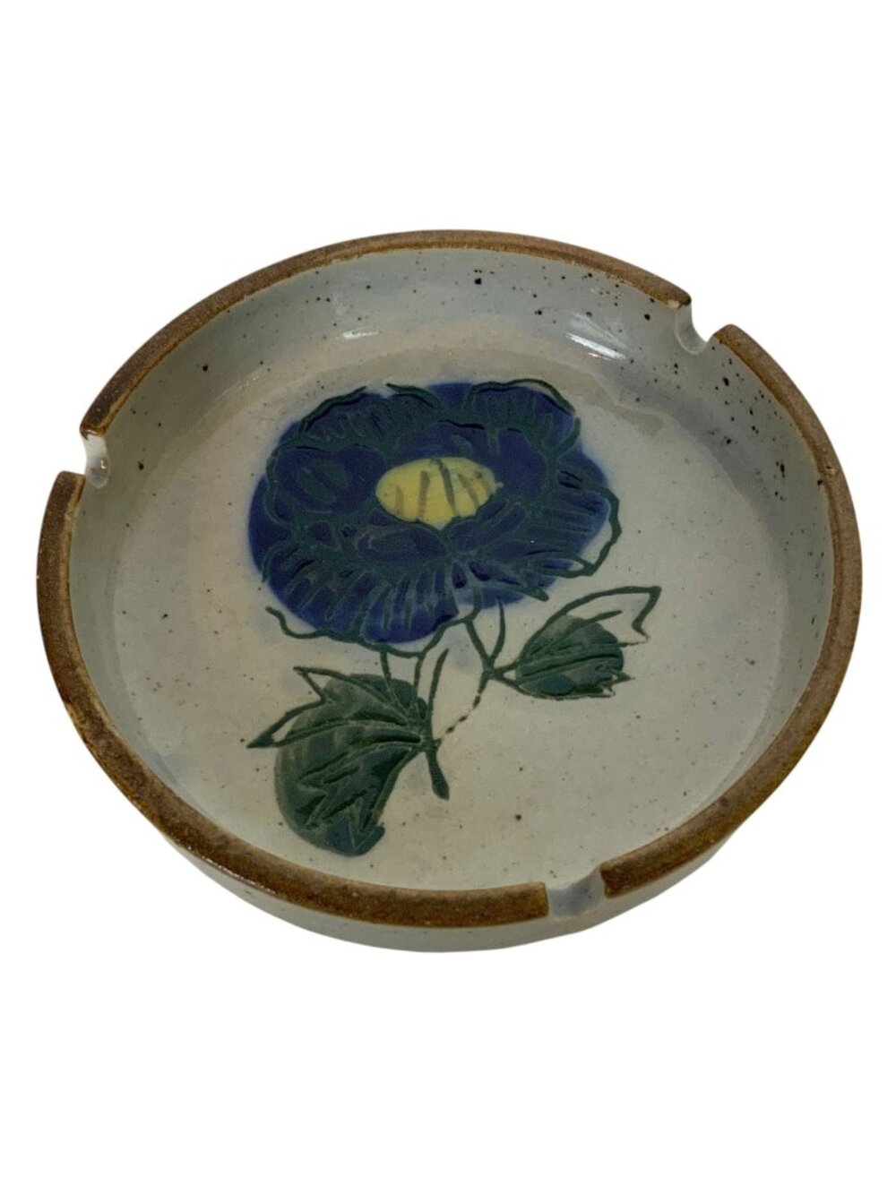 Vintage Otagiri Ceramic Ashtray Floral Design Speckled Glaze Japan